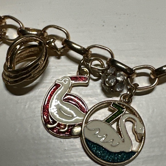 🛍️soldHoliday Gold Plated '12 Days of Christmas' Charm Bracelet OS 0679 P - Picture 12 of 13
